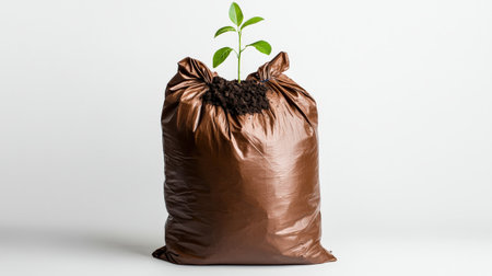 Manure bag isolated on white, ideal for organic gardening and agriculture brandingの素材