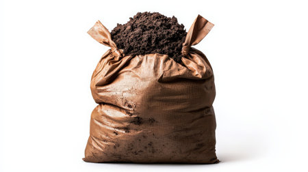 Manure bag isolated on white, ideal for organic gardening and agriculture brandingの素材
