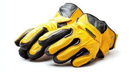 Pair of farming gloves isolated on white, perfect for garden and agricultural themesの素材