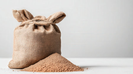 Sack of fertilizer isolated on white, ideal for gardening and agricultural brandingの素材