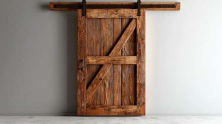 Rustic barn door isolated on white, perfect for rural lifestyle themesの素材