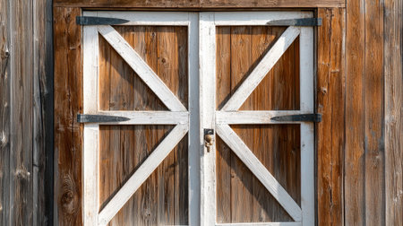 Rustic barn door isolated on white, perfect for rural lifestyle themesの素材