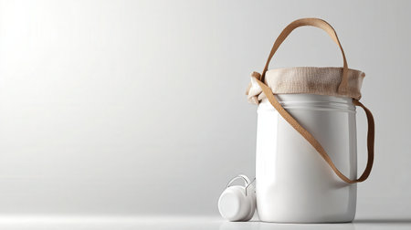 Vintage milk bucket isolated on white, ideal for dairy farm brandingの素材