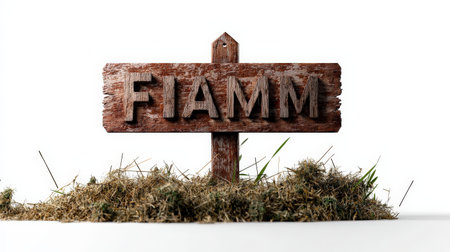 Wooden farm sign isolated on white, perfect for rustic and farm-themed brandingの素材