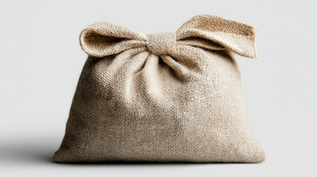 Grain sack isolated on white, ideal for farm produce and rural brandingの素材