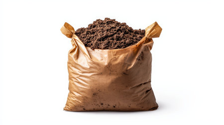 Manure bag isolated on white, ideal for organic gardening and agriculture brandingの素材
