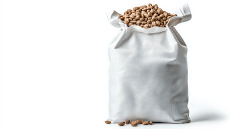Feed bag isolated on white, ideal for livestock and farm-themed visualsの素材