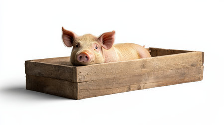 Pig trough isolated on white, perfect for animal care and farm visualsの素材