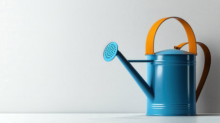 Metal watering can isolated on white, ideal for gardening and rural lifestyle brandingの素材