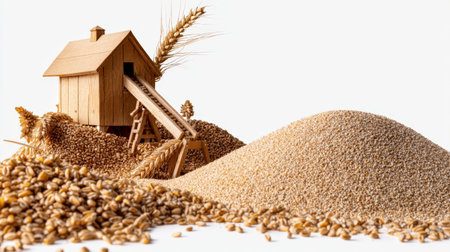 Grain mill isolated on white, ideal for agricultural and rural brandingの素材