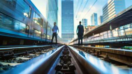 Rails and businessmenの素材