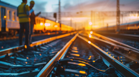 Railway tracks in the evening.の素材
