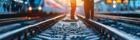 Railway tracks with blurred backgroundの素材