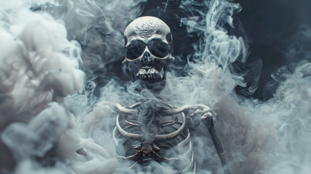 Skull in the smoke. Halloween concept. 3d illustration.の素材