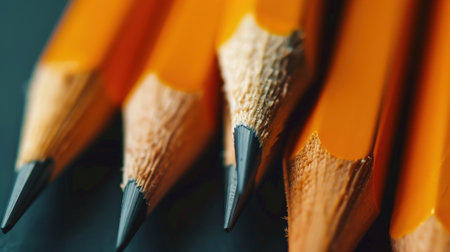 Close up of a group of pencils. Shallow depth of field.の素材