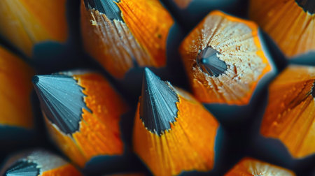 Close up of sharpened pencils with shallow depth of field.の素材