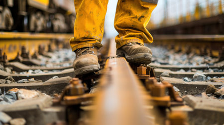 zheleznodorozhnye puti, shpaly, podoshvy botinok rabochegoの素材