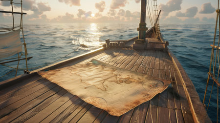 Wooden sailing boat in the sea at sunset. Vintage style.の素材