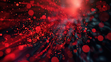 Abstract red background with glowing particles. 3d rendering, 3d illustration.の素材