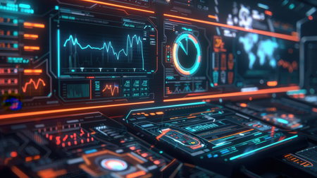 Futuristic HUD interface. Futuristic user interface. 3d renderingの素材