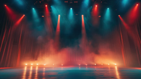 Stage Spotlight with Laser rays and smoke, Stage Spotlight on the Stage, Stage Backgroundの素材