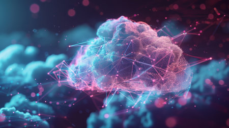 3D illustration of artificial intelligence concept. Big Data Visualization. Neural networks. 3D renderingの素材