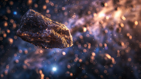 3D illustration of a meteorite in space. 3D renderingの素材