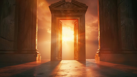 Door to heaven, 3D render of a door to heavenの素材