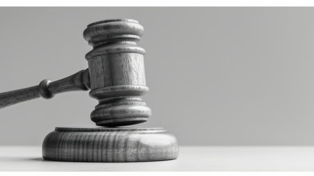 Law theme, mallet of judge, wooden gavel on tableの素材