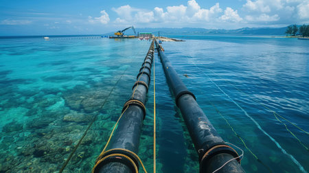 Pipeline in the sea at Koh Samui, Thailand.の素材