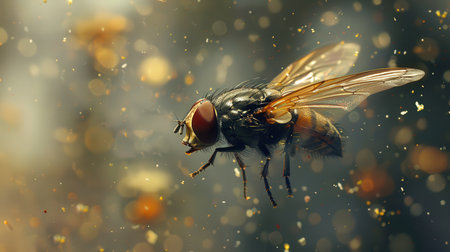 Fly in the nature. Macro photo of fly in the nature.の素材