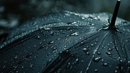 Rain drops on umbrella. Raindrops on umbrella. Rainy dayの素材