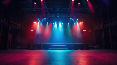 Stage Spotlight with Laser rays and smoke, Stage Spotlight with Laser rays, Stage Backgroundの素材