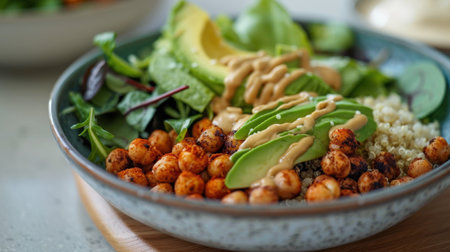 Healthy Buddha bowl with quinoa, avocado and chickpeasの素材