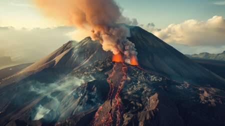 Volcanic eruption of Mount Etna, Sicily, Italy.の素材