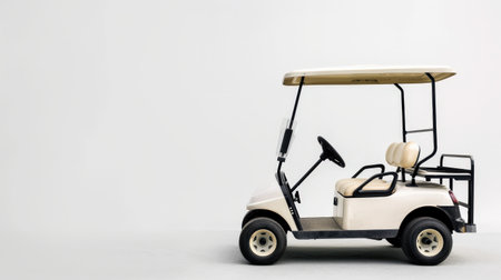 Miniature golf car on white background with copy space for text.の素材
