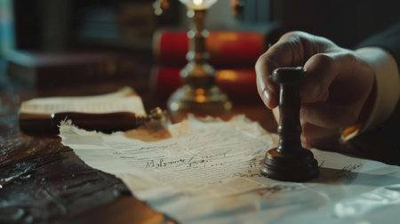 Close-up of male hands holding a wooden chess piece and reading the Holy Bibleの素材
