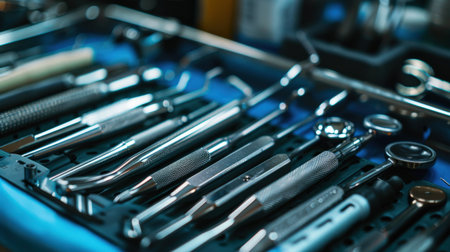 Dental instruments and tools in a dental office. Dentistry.の素材