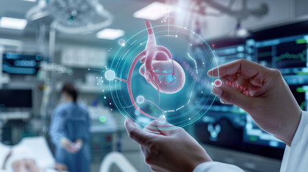 Human fetus and spermatozoons in the hands of a doctorの素材