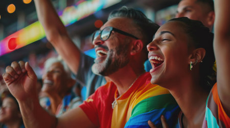 Happy couple at a concertの素材