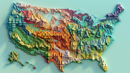 Map of United States in the form of a puzzle. 3d illustrationの素材