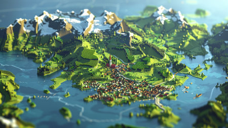 Macedonia city on map with national borders. 3D renderingの素材