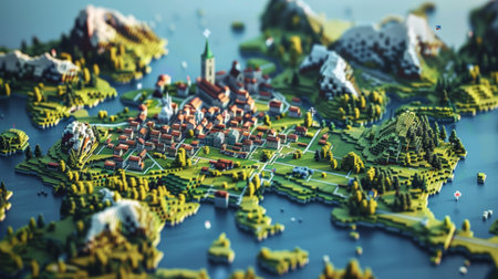 Miniature model of Kazan city on the mapの素材