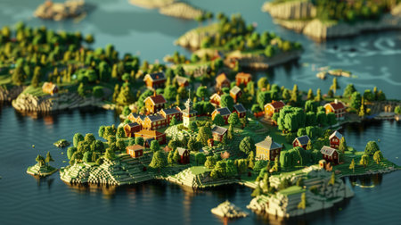 Miniature of the city on the map. 3D illustration.の素材