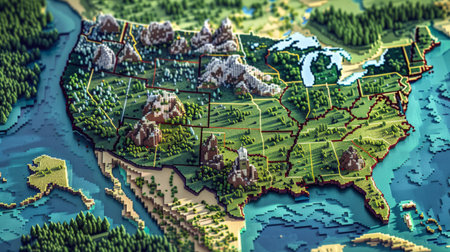 Mongolia on the map. 3D illustration. Vintage style.の素材