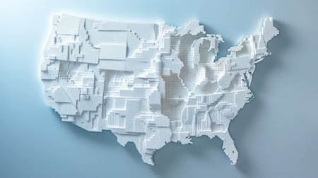 3d rendering of a map of the United States of America.の素材
