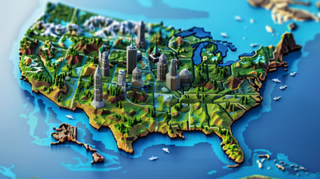 Sydney city on the map. 3d render illustration.の素材