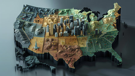 3d illustration of city map over dark background with copy space.の素材