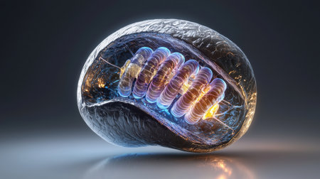 A glowing, twisted object with a blue and yellow hue. The object is surrounded by a dark backgroundの素材