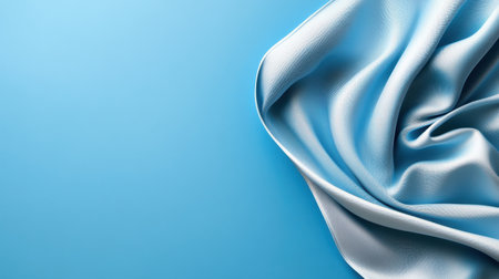 A blue and silver fabric is draped over a blue background. The fabric is draped in a way that it looks like it is being draped over a personの素材